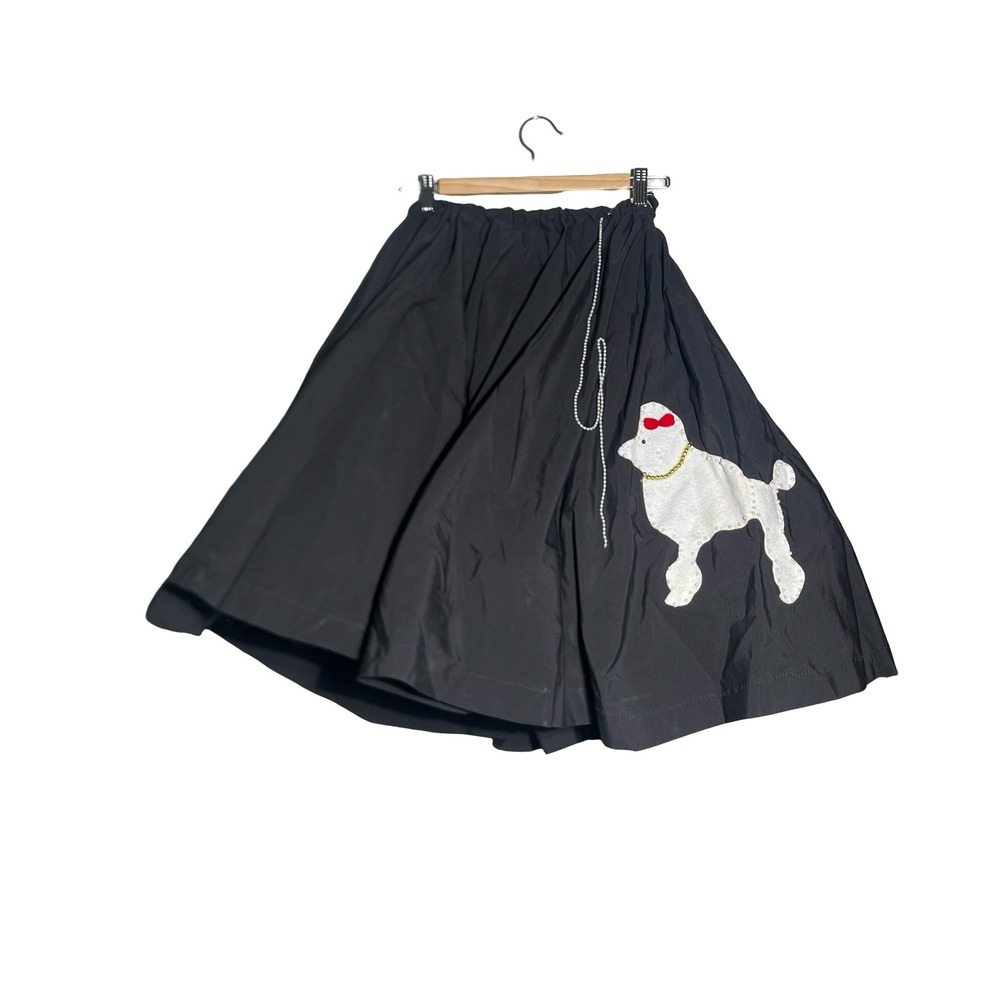 Vintage 50s Poodle Skirt Set Black Petticoat Rockabilly Retro Medium